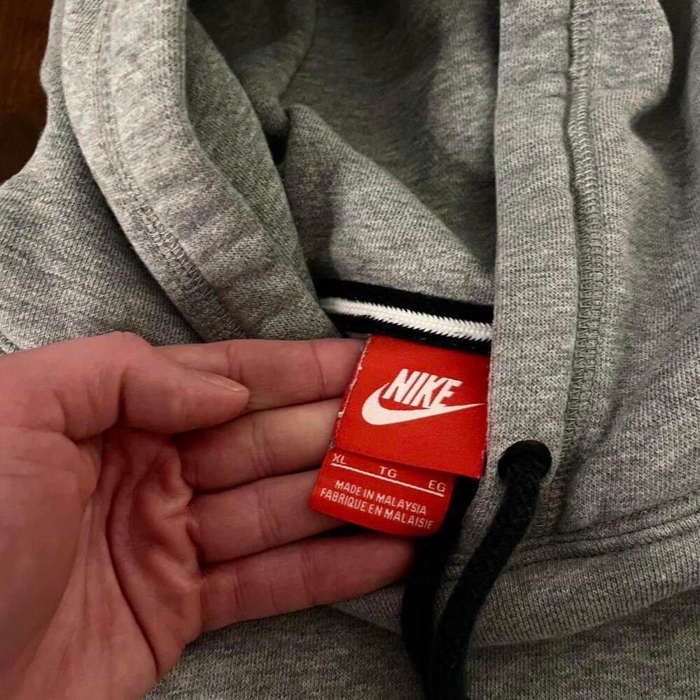 Nike Embroidered Hoodie Grey Loungewear Sweatshirt XL - Picture 4 of 5